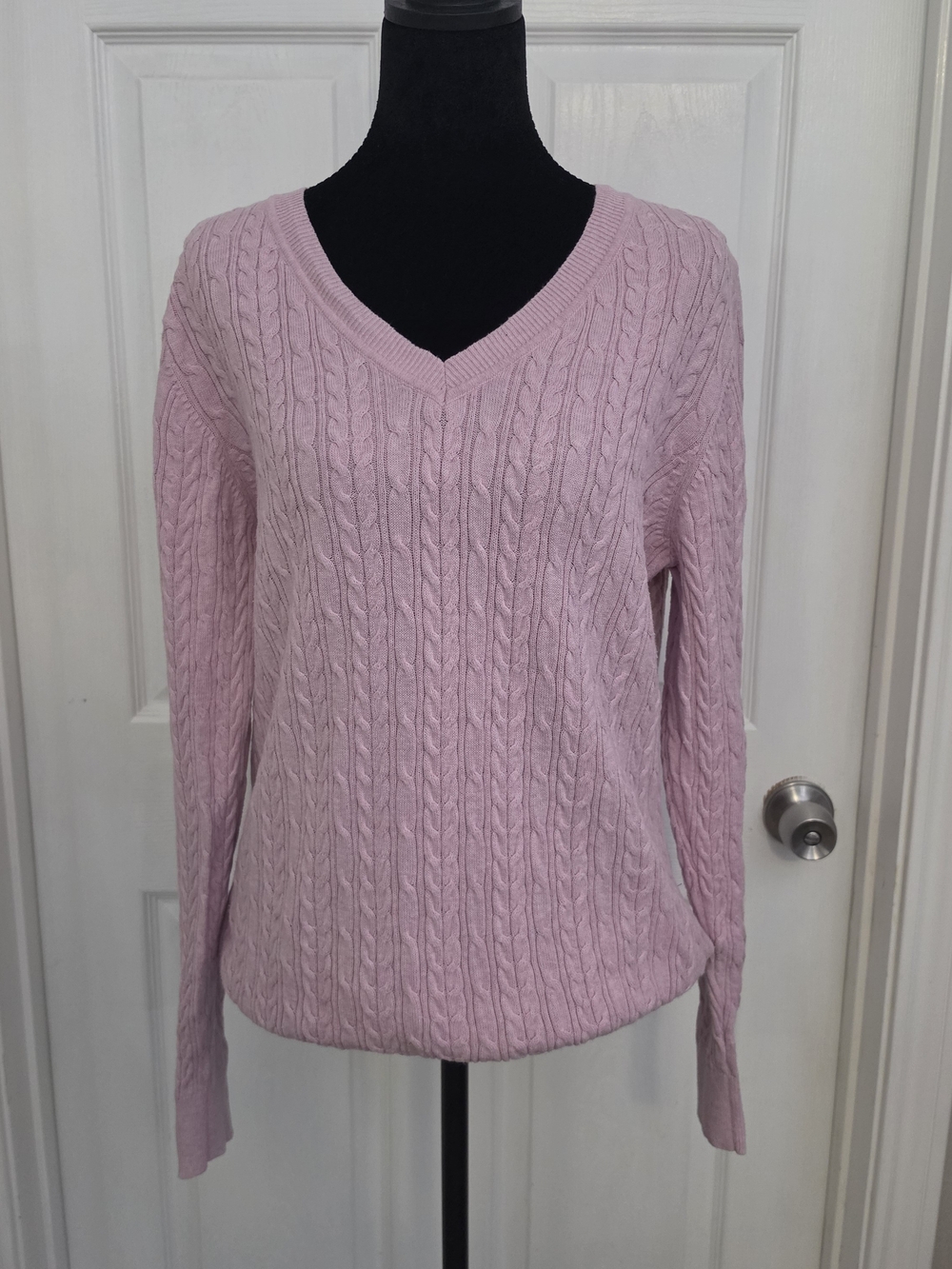 Sonoma Light Purple Cable Knit V-Neck Sweater